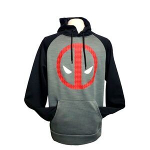 Men's Deadpool Hoodie Pullover Marvel Comics Size Small Black Grey NWOT